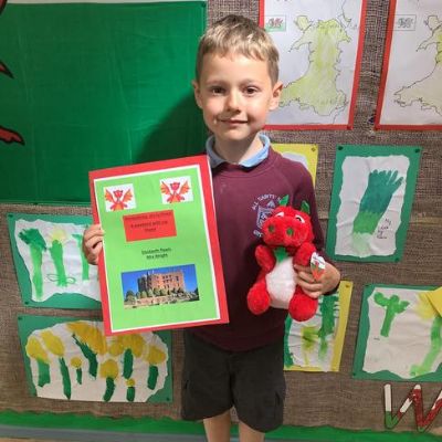 Our Foundation Phase Criw Cymraeg members were very excited to be the first pupils to take home our Welsh class mascots.